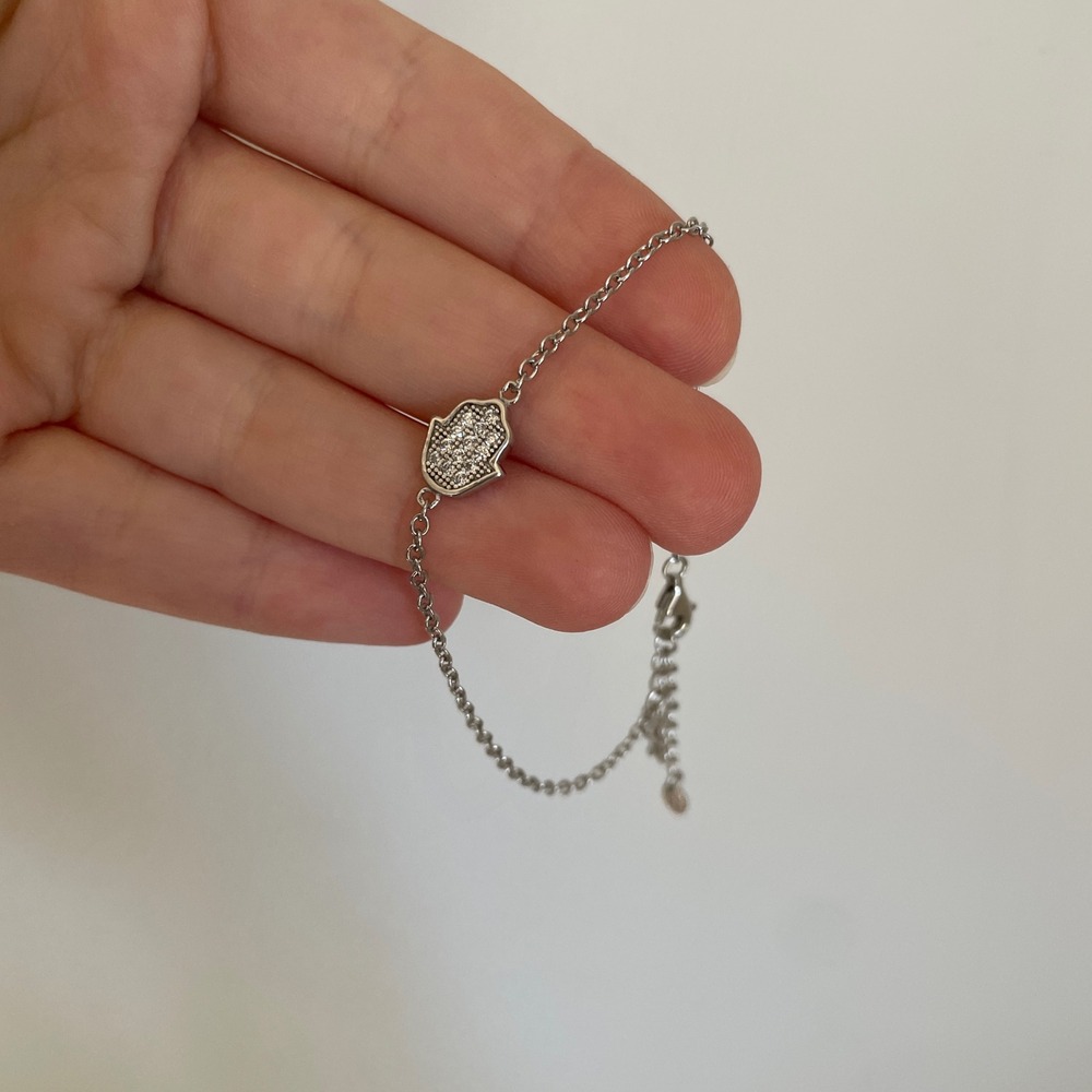 Silver‎ Hamsa Bracelet, Stamped .925, Sparkly & Beautiful
